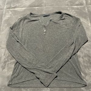 Brandy Mellville Quarter Button Long Sleeve Top